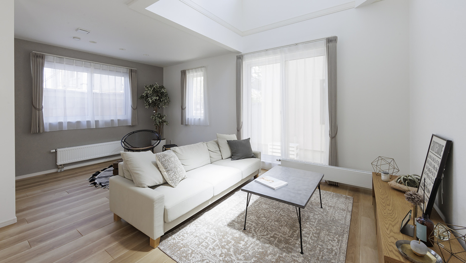 SOUHOUSEのナチュラルデザイン住宅、光が差し込むモダンなリビング空間